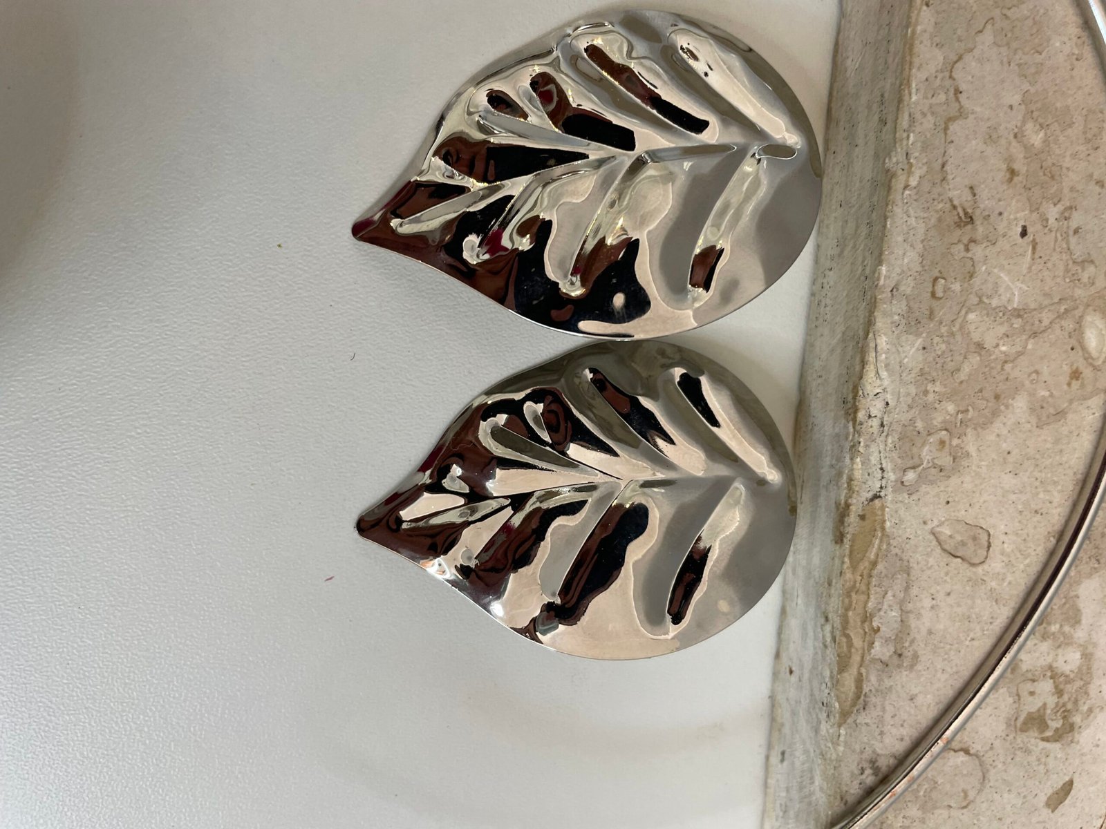 Conjunto Folhas Prata - Banho de verniz - Imagem 3