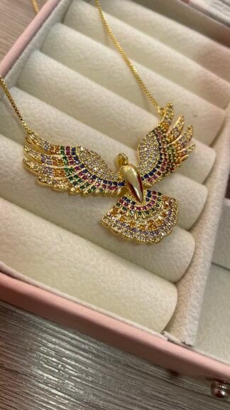 Colar Espirito Santo color - Banhado a ouro 18k