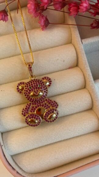 Colar ursinha - Banhado a ouro 18k