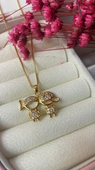 Colar filhos casal - Banhado a ouro 18k